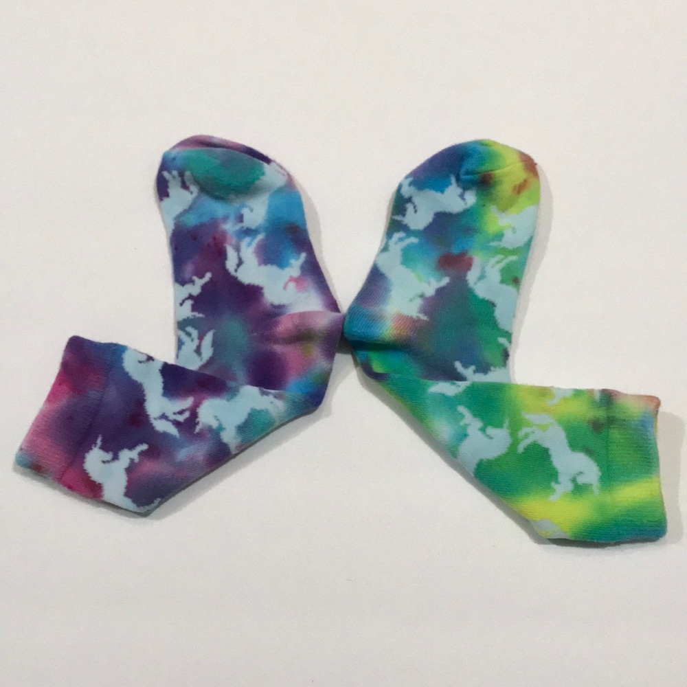 NWT Handmade Tye Dyed Unicorn Crazy Socks